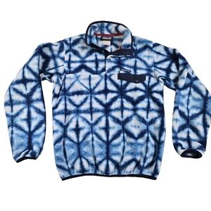 PATAGONIA Synchilla Womens Small Blue Geometric Snap T Fleece Pullover Sweater